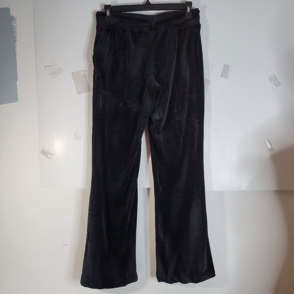 Womens Green Tea Velour draw string pants Black Flare/bootcut bottoms Size Small - Picture 7 of 12